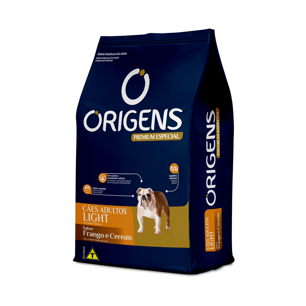 Racao Seca Origens Premium Especial Light Frango E Cereais Caes Adultos 1 Kg Petcamp